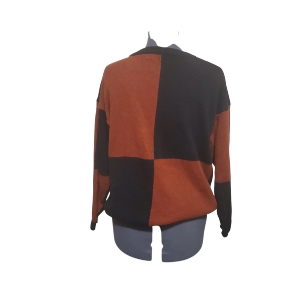 90s IBS Diffusion Vintage Tribal Embroidery Crew Neck Sweater Brown Black Sz 2X - Picture 3 of 5